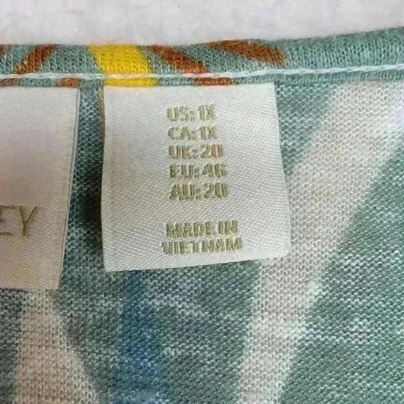 Cynthia Rowley Linen Top Womens 1X Boho Flowy Fall Floral Leaves Lagenlook - Picture 6 of 16